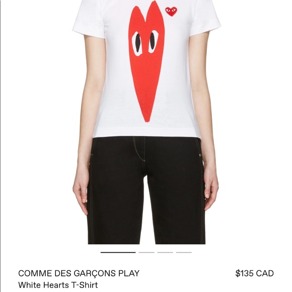 Comme des garçons play white hearts tshirt - Picture 2 of 7